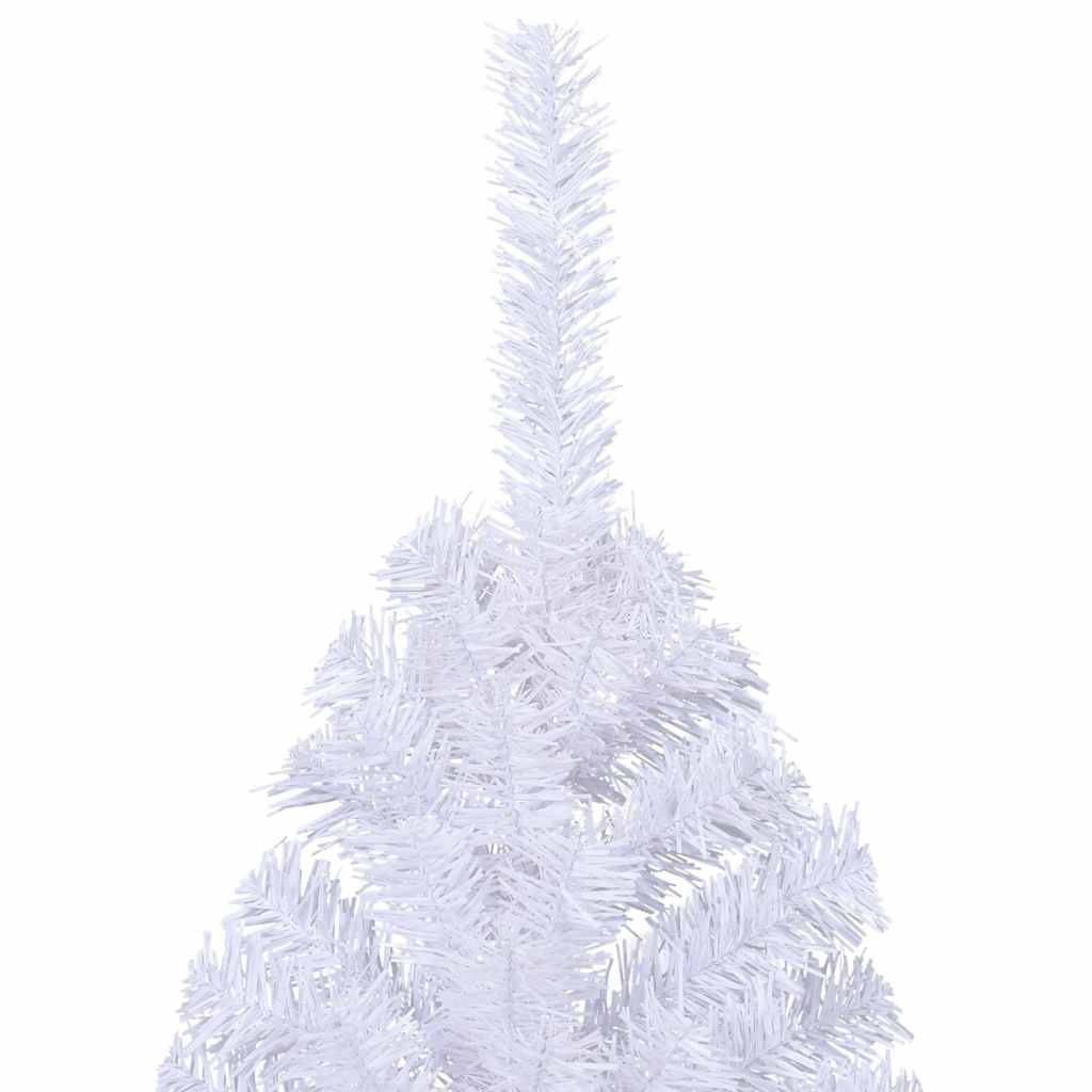 fehér PVC fél műkarácsonyfa állvánnyal 180 cm
