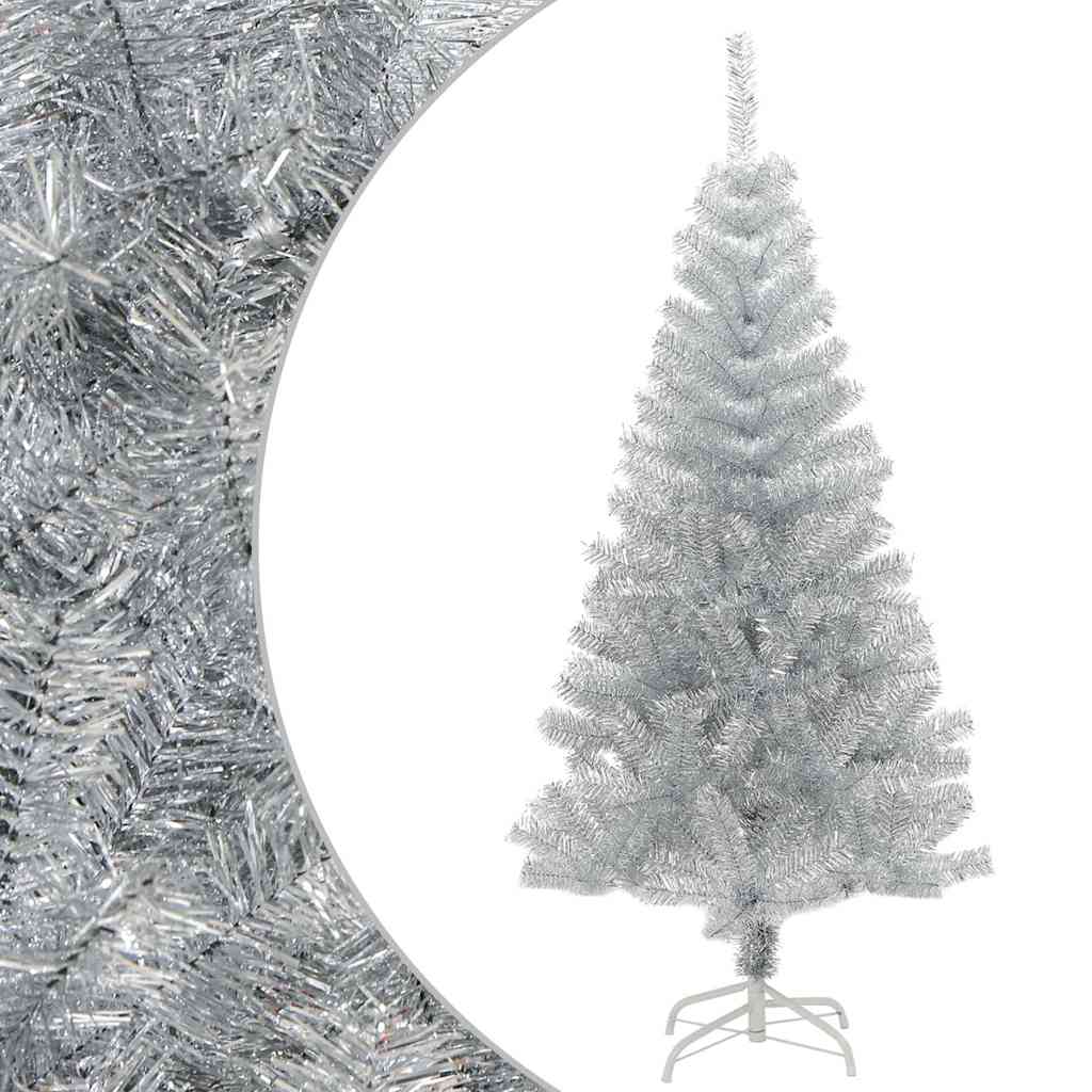 ezüstszínű PET műkarácsonyfa állvánnyal 120 cm