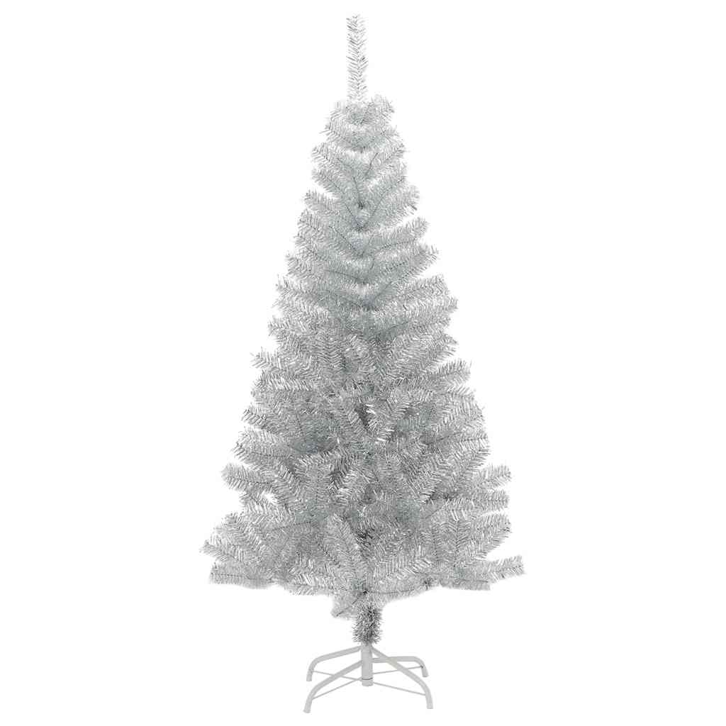 ezüstszínű PET műkarácsonyfa állvánnyal 120 cm