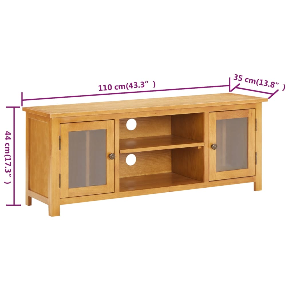 tömör tölgyfa TV szekrény 110x35x44 cm