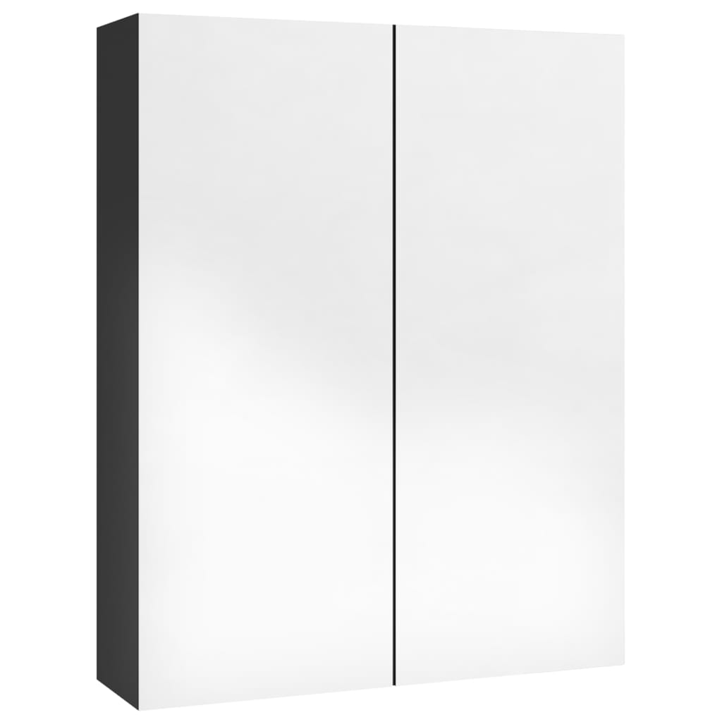 fényes fekete MDF tükrös fürdőszobaszekrény 60 x 15 x 75 cm