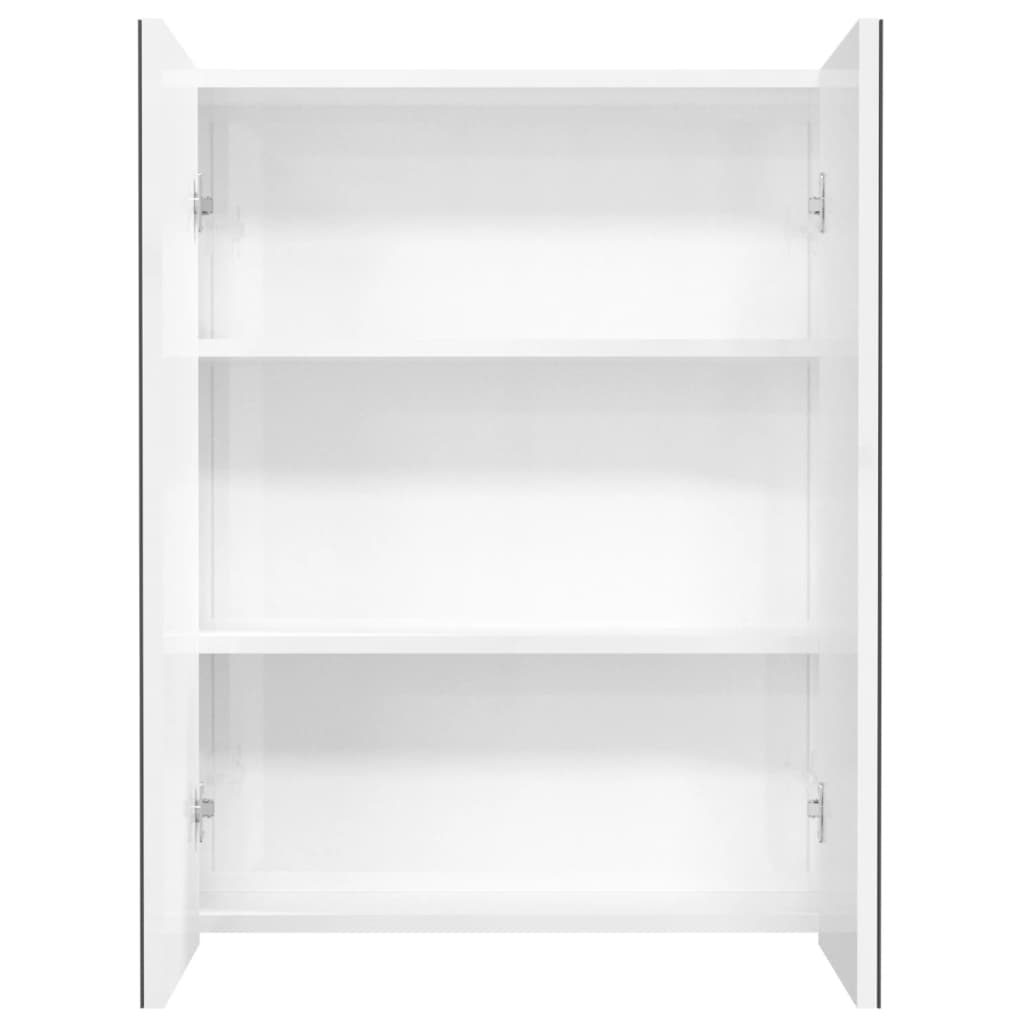 fényes fehér MDF tükrös fürdőszobaszekrény 60 x 15 x 75 cm