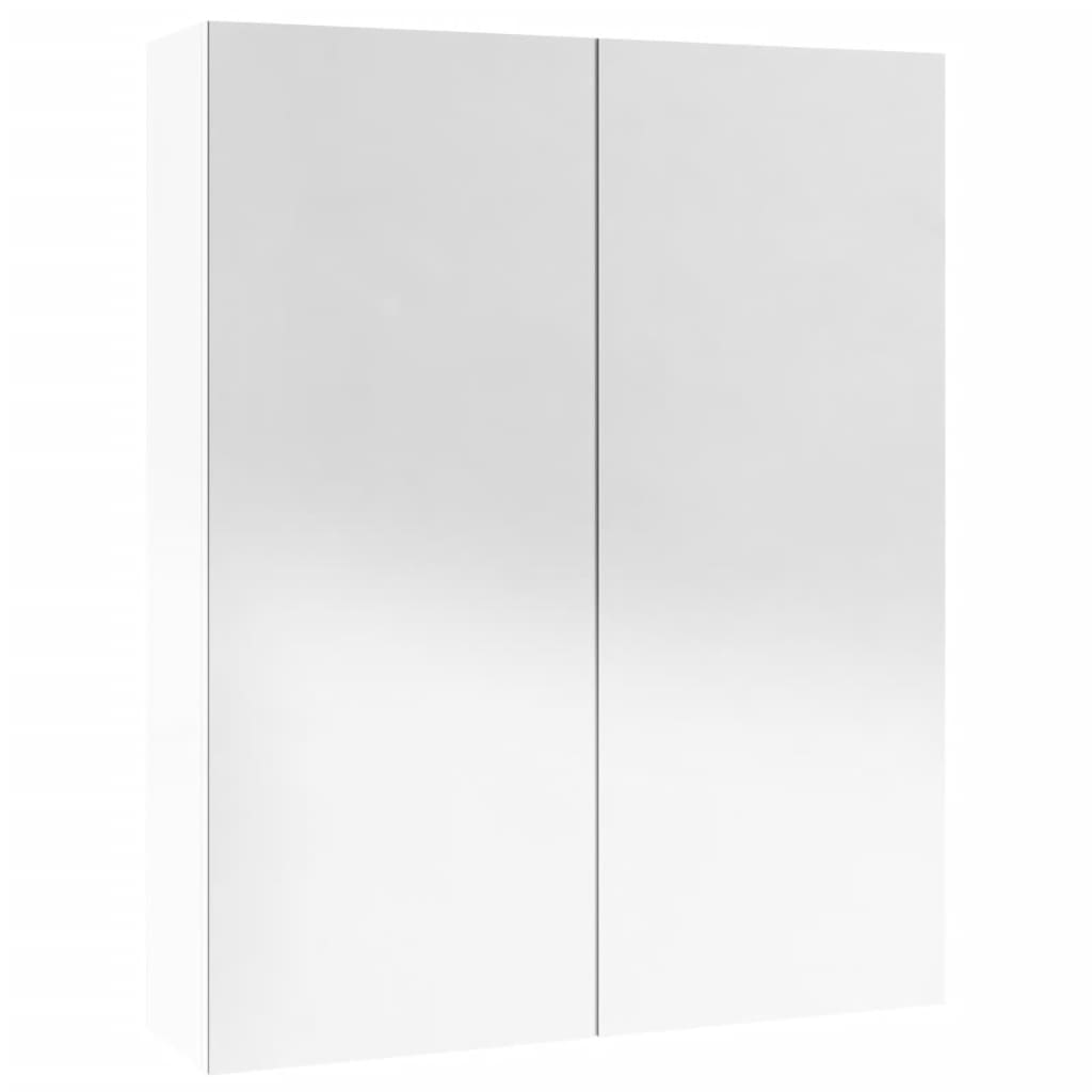 fényes fehér MDF tükrös fürdőszobaszekrény 60 x 15 x 75 cm