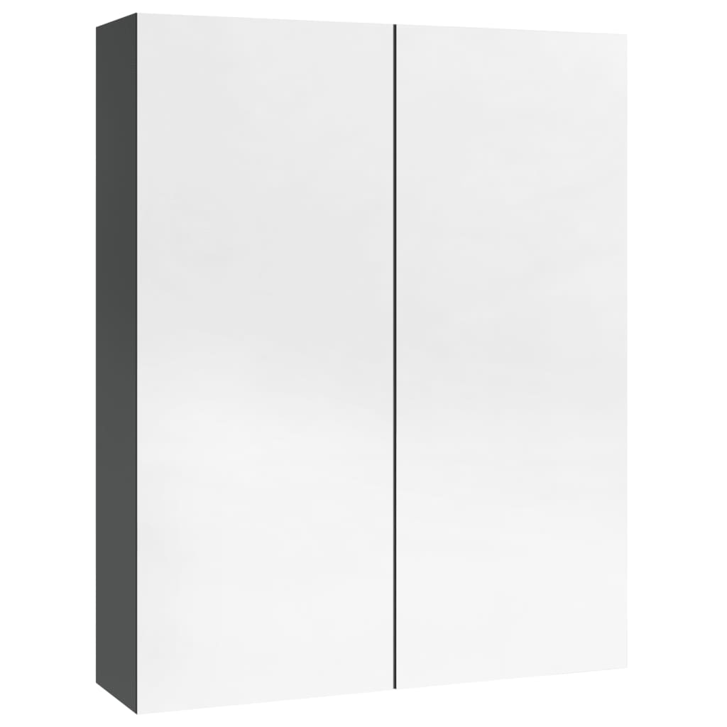 fényes szürke MDF tükrös fürdőszobaszekrény 60 x 15 x 75 cm