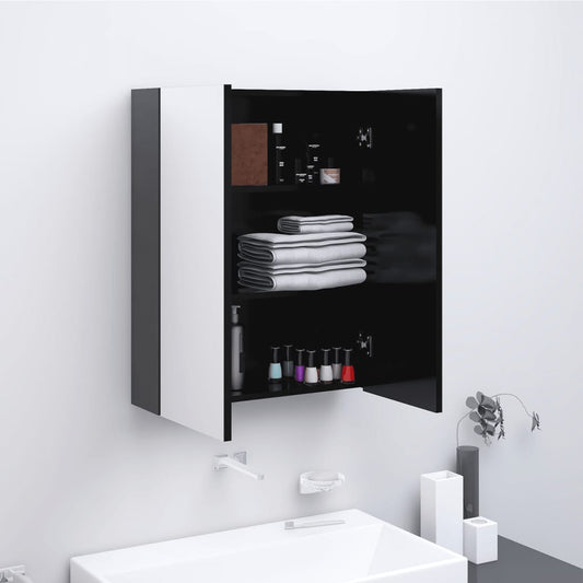 antracitszürke MDF tükrös fürdőszobaszekrény 60 x 15 x 75 cm