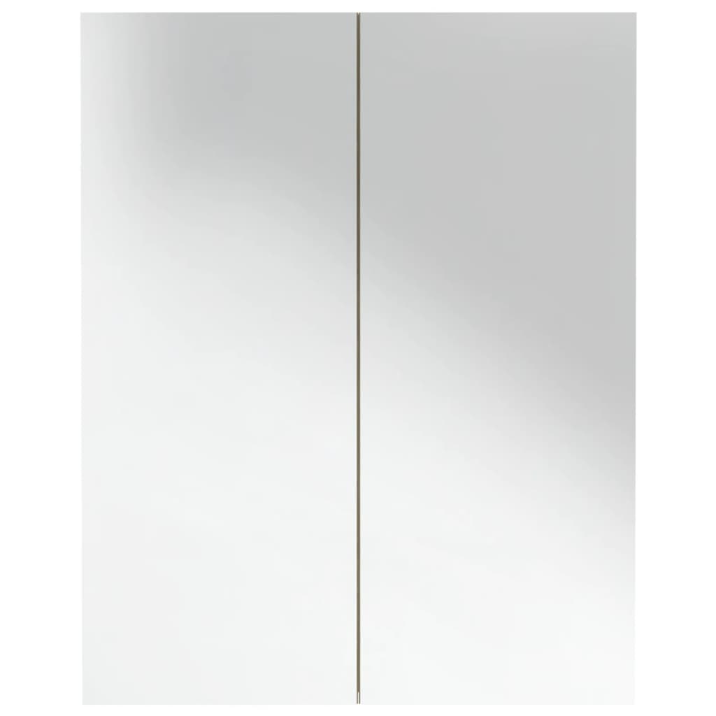 fehér és tölgy MDF tükrös fürdőszobaszekrény 60 x 15 x 75 cm