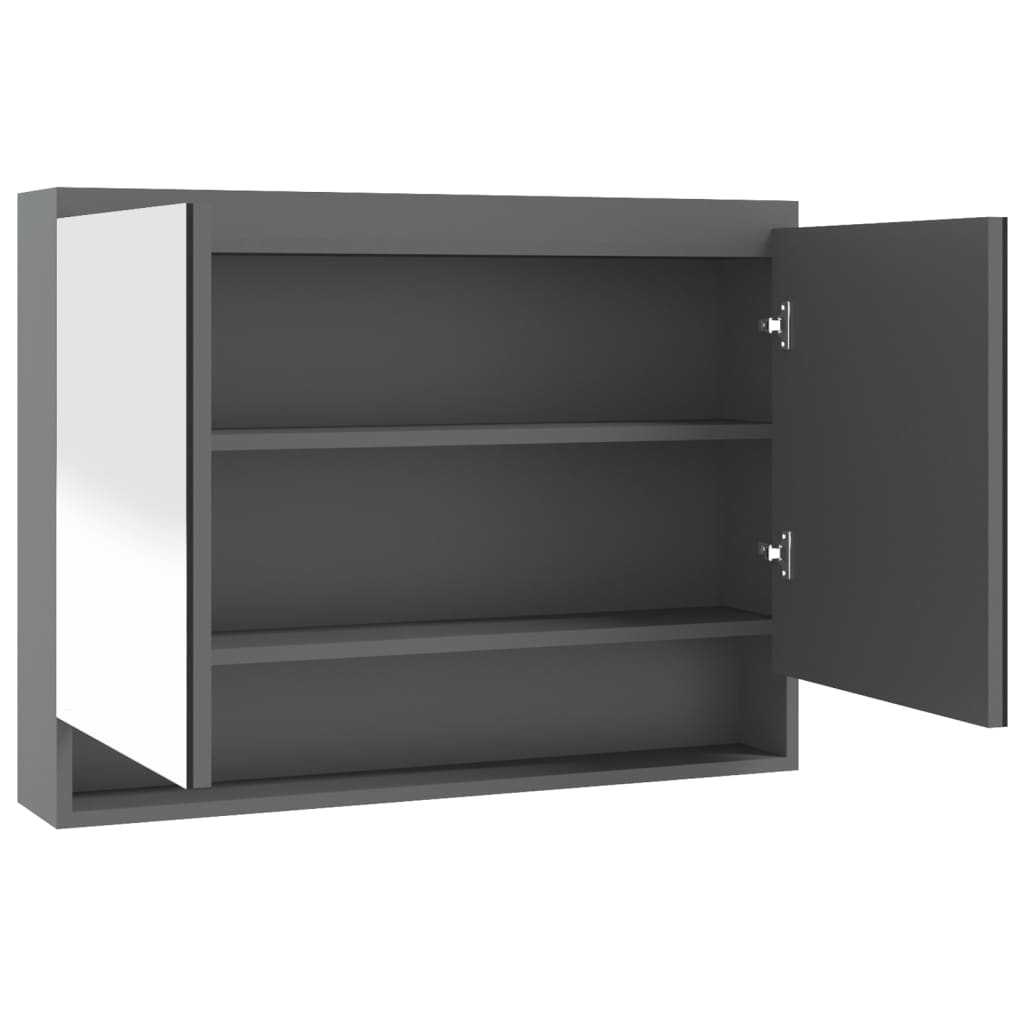 szürke MDF tükrös fürdőszobaszekrény 80 x 15 x 60 cm