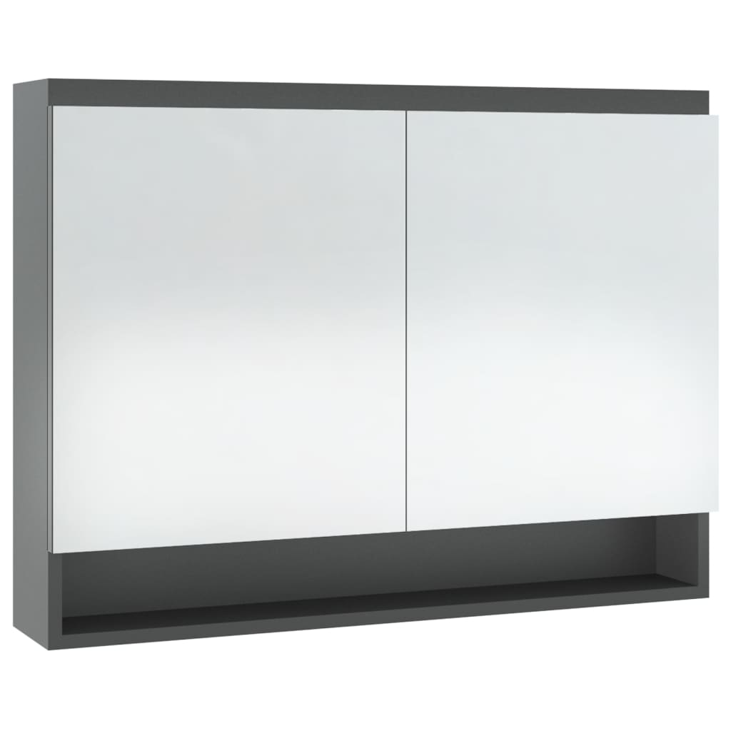 szürke MDF tükrös fürdőszobaszekrény 80 x 15 x 60 cm