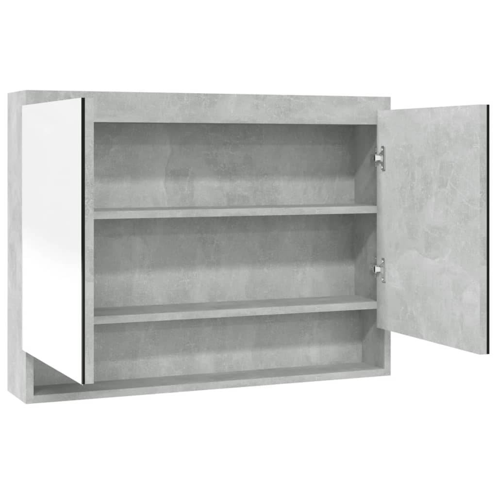 betonszürke MDF tükrös fürdőszobaszekrény 80 x 15 x 60 cm