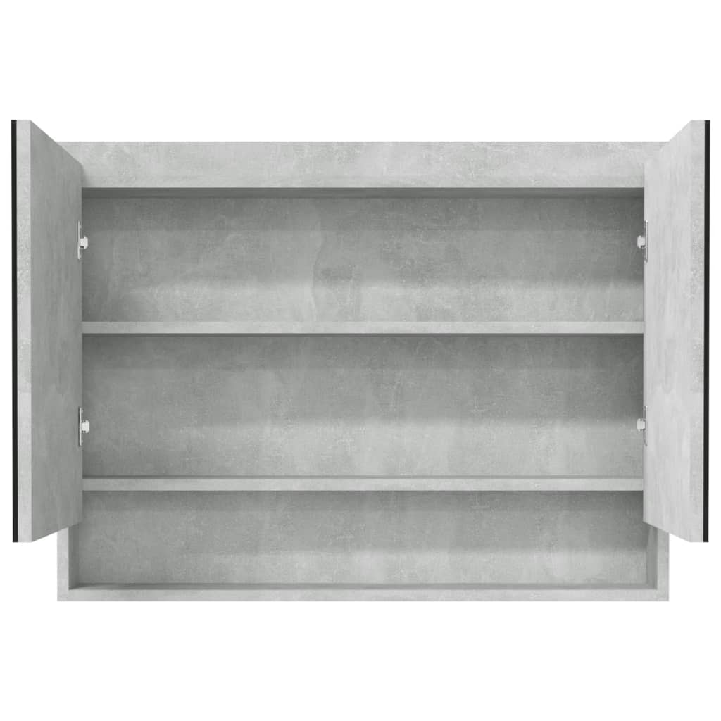 betonszürke MDF tükrös fürdőszobaszekrény 80 x 15 x 60 cm