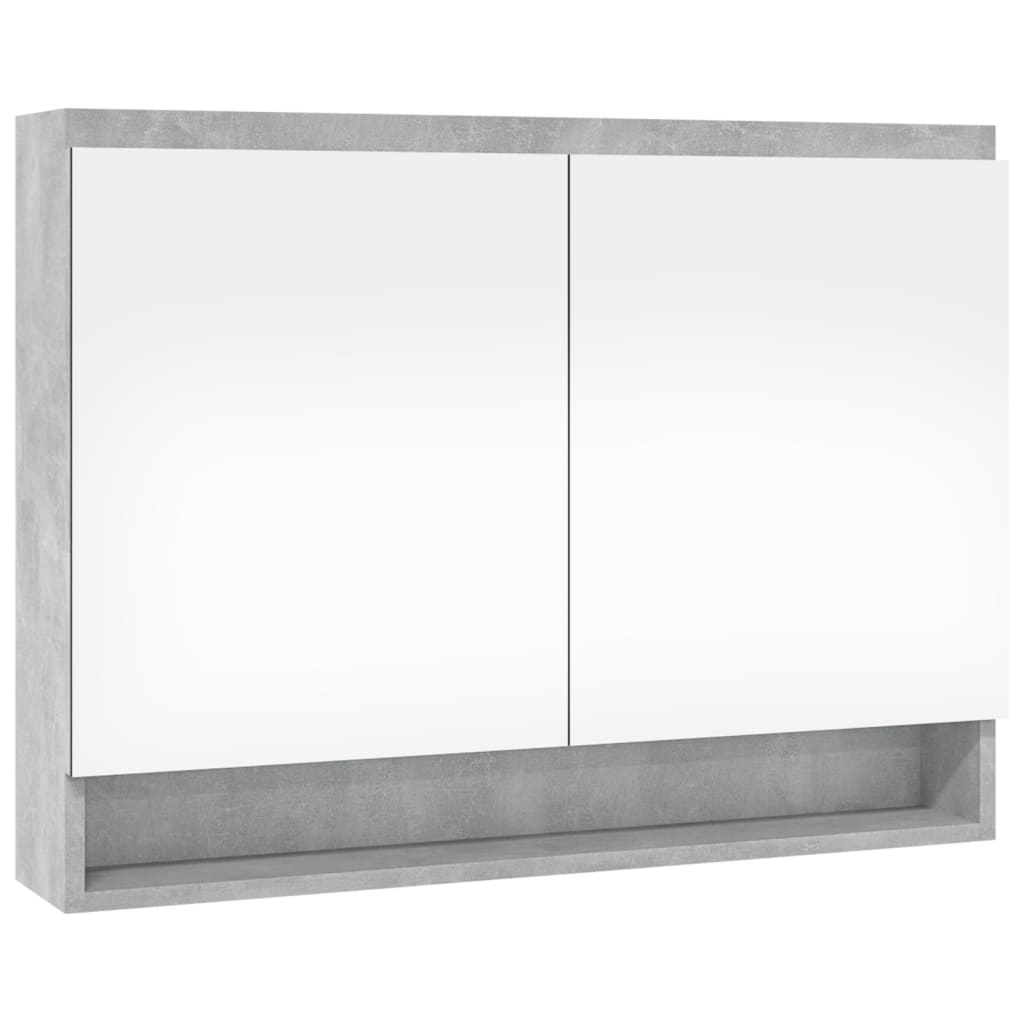 betonszürke MDF tükrös fürdőszobaszekrény 80 x 15 x 60 cm