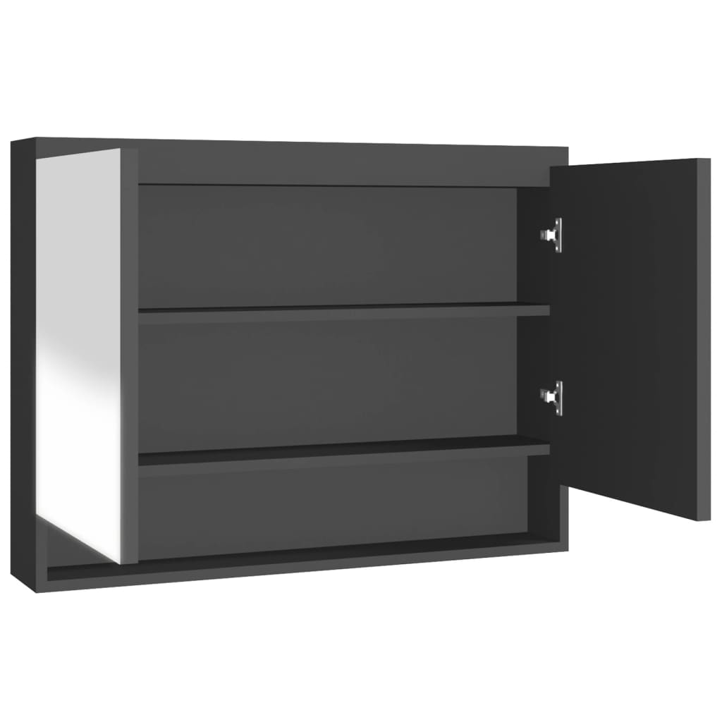 antracitszürke MDF tükrös fürdőszobaszekrény 80 x 15 x 60 cm