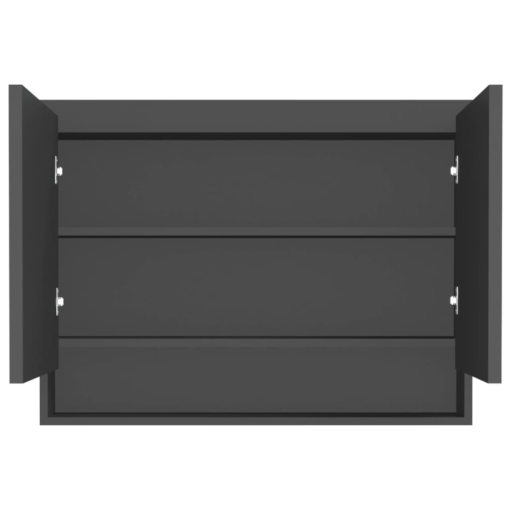 antracitszürke MDF tükrös fürdőszobaszekrény 80 x 15 x 60 cm