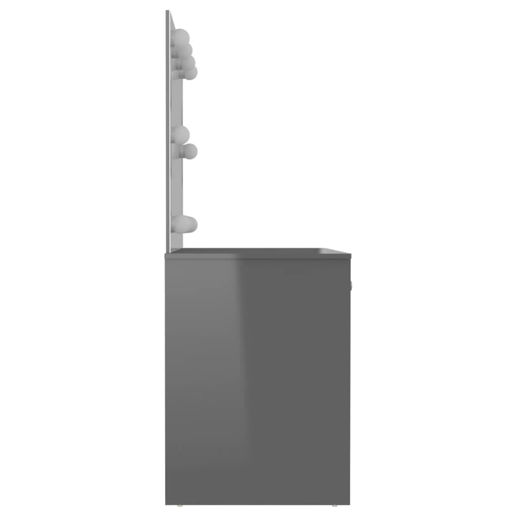 fényes szürke LED-es MDF sminkasztal 110 x 55 x 145 cm