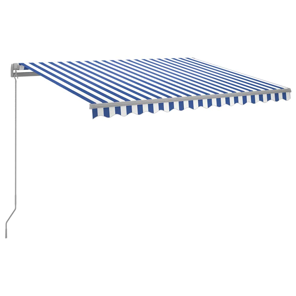 kék és fehér kézzel kihúzható LED-es napellenző 300 x 250 cm