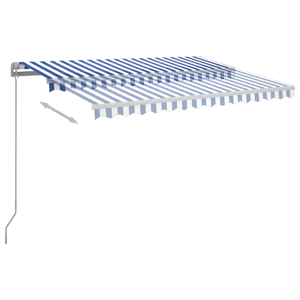 kék és fehér kézzel kihúzható LED-es napellenző 300 x 250 cm