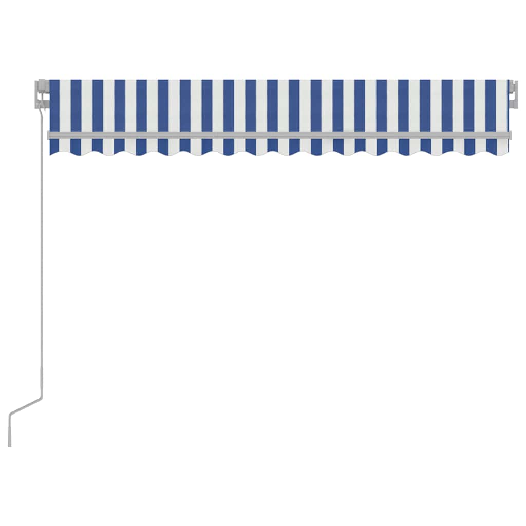 kék és fehér kézzel kihúzható LED-es napellenző 300 x 250 cm