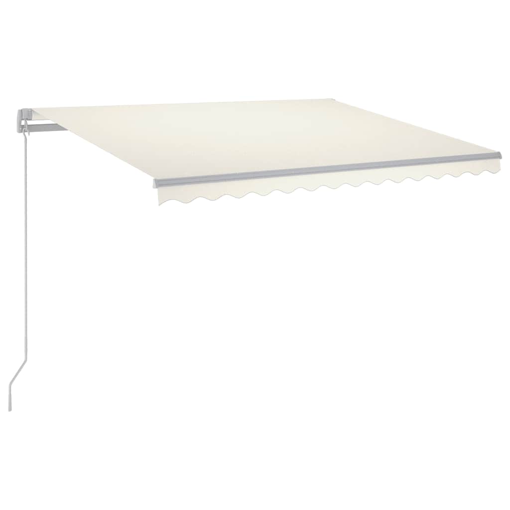 krémszínű kézzel kihúzható LED-es napellenző 300 x 250 cm
