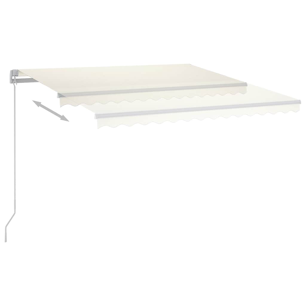 krémszínű kézzel kihúzható LED-es napellenző 300 x 250 cm