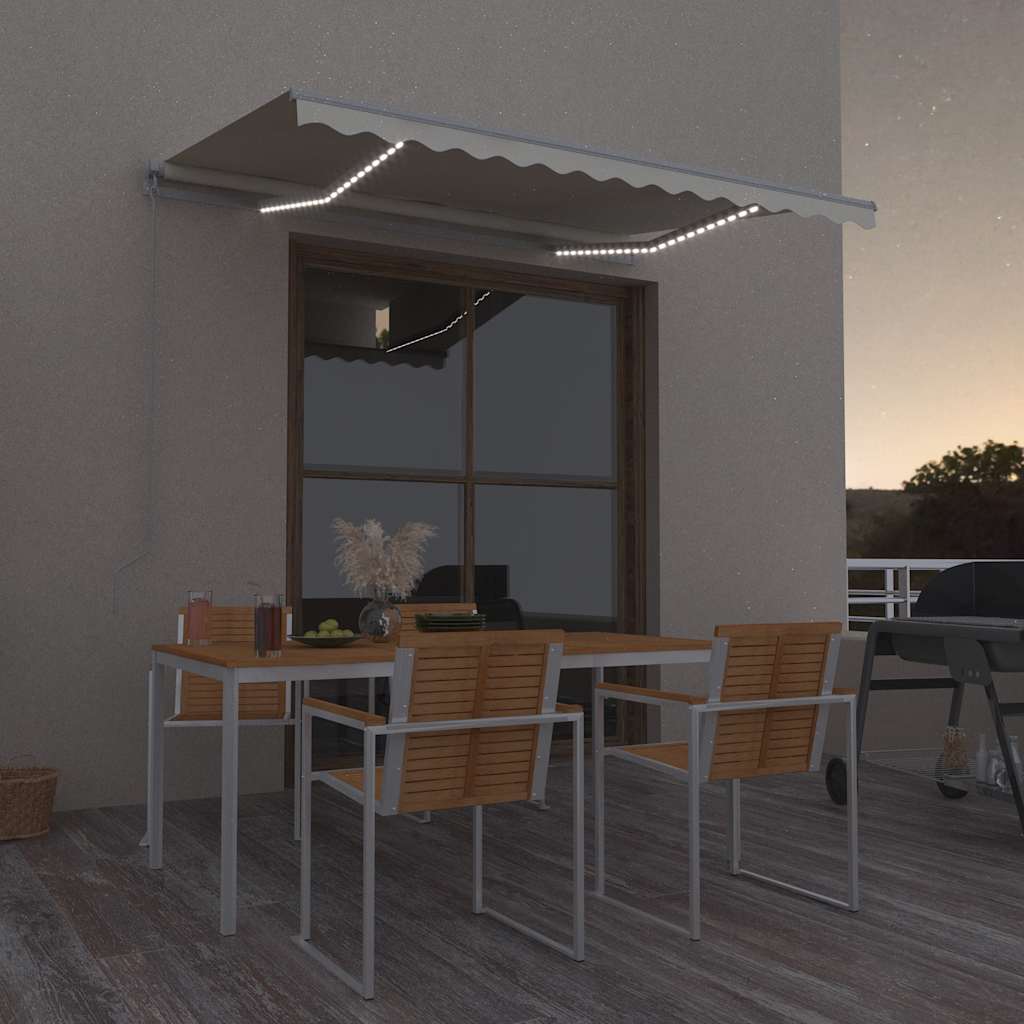 krémszínű kézzel kihúzható LED-es napellenző 300 x 250 cm