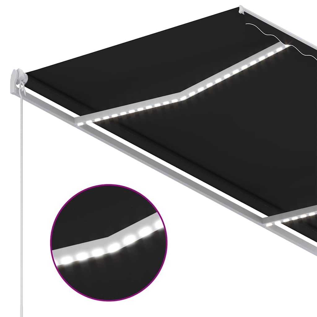 antracitszürke kézzel kihúzható LED-es napellenző 300 x 250 cm