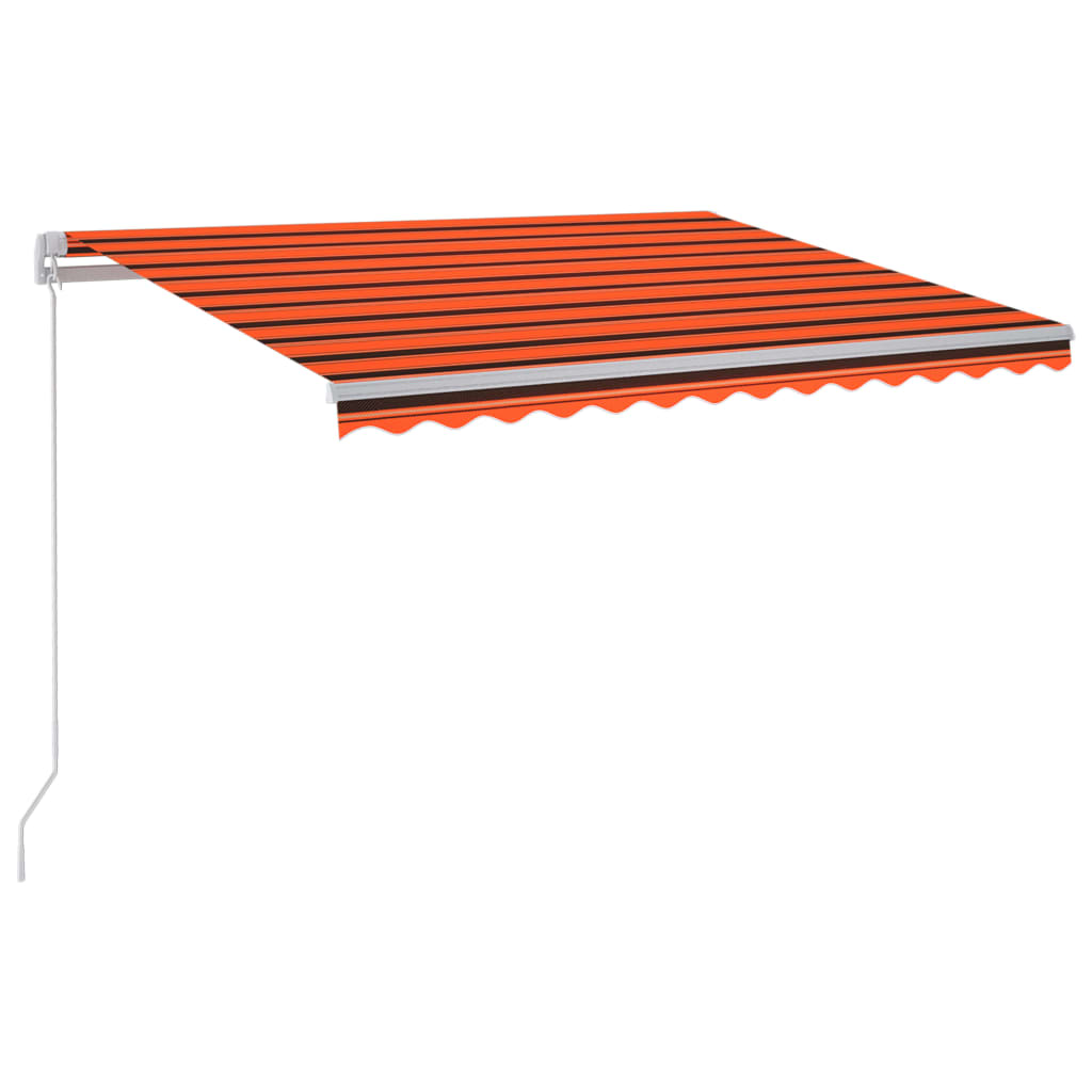 narancs és barna kézzel kihúzható LED-es napellenző 300x250 cm