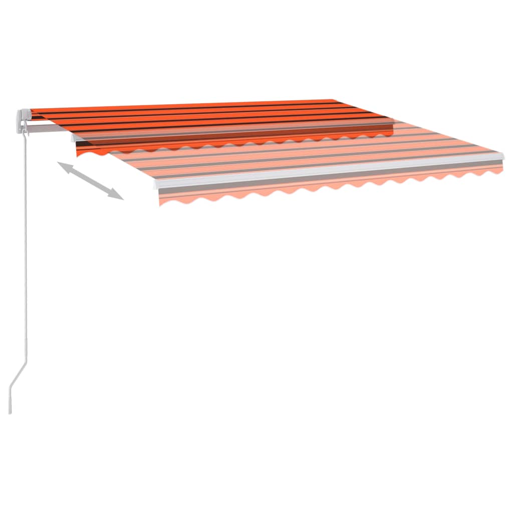 narancs és barna kézzel kihúzható LED-es napellenző 300x250 cm