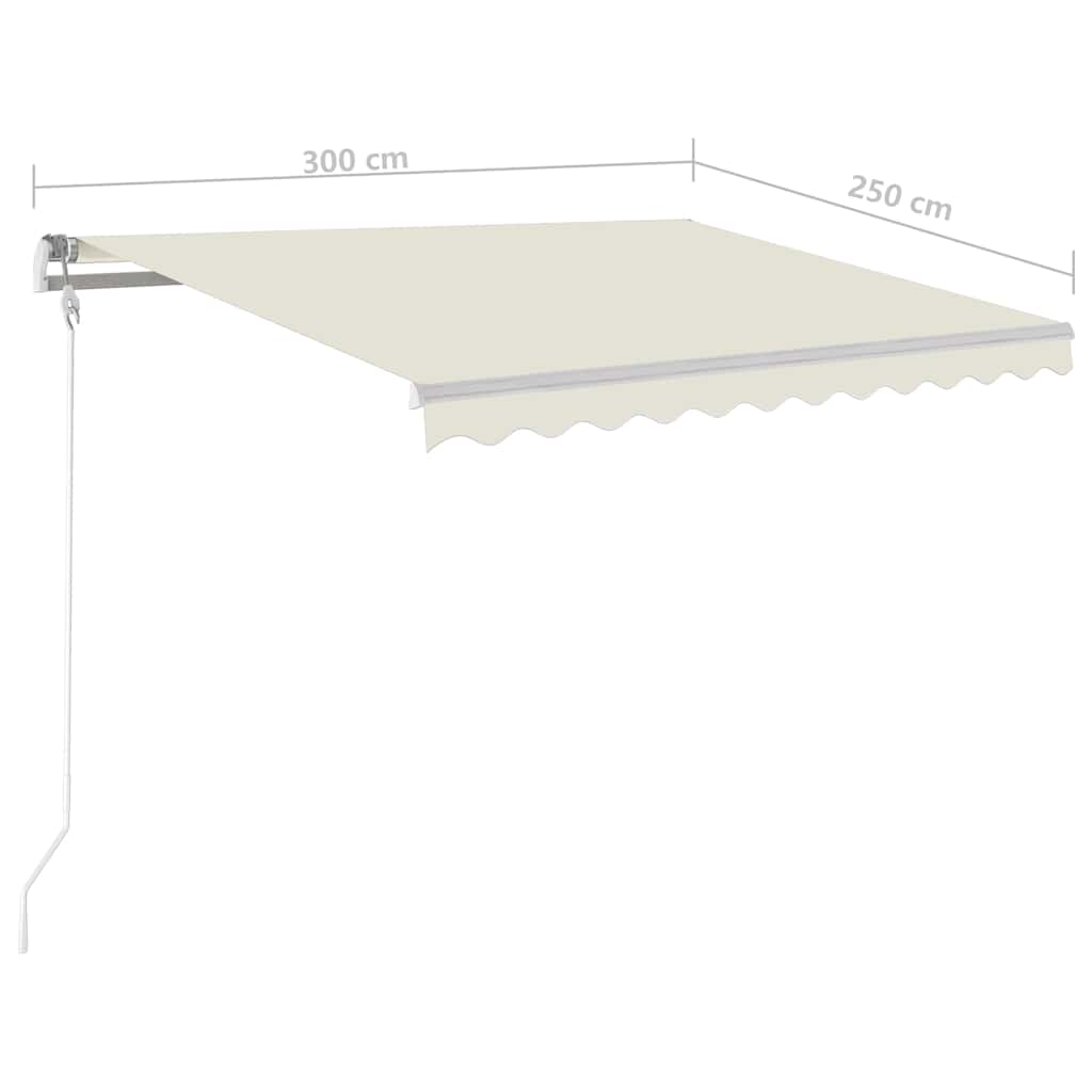 krémszínű automata szélérzékelős és LED-es napellenző 300x250cm