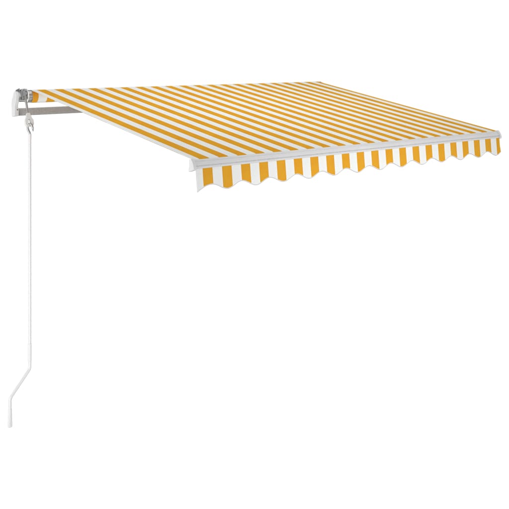 sárga-fehér szélérzékelős és LED-es napellenző 300x250 cm