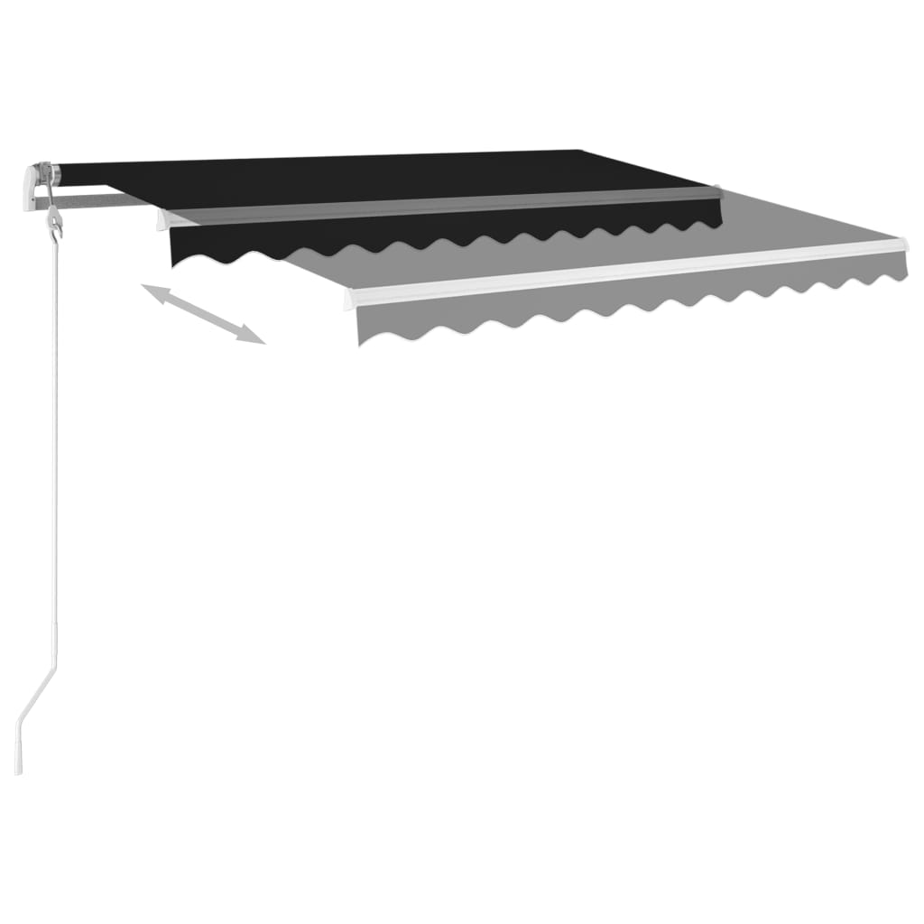 antracitszürke szélérzékelős és LED-es napellenző 300 x 250 cm