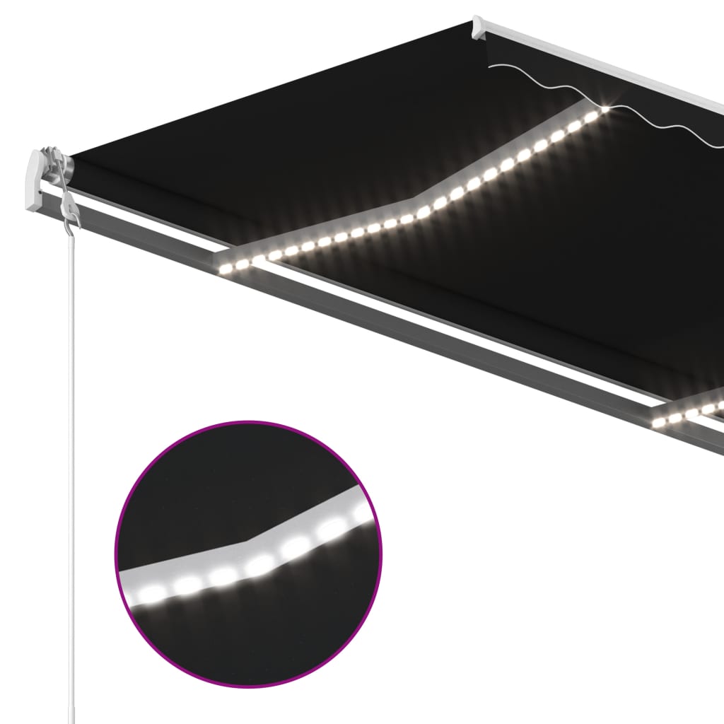antracitszürke szélérzékelős és LED-es napellenző 300 x 250 cm