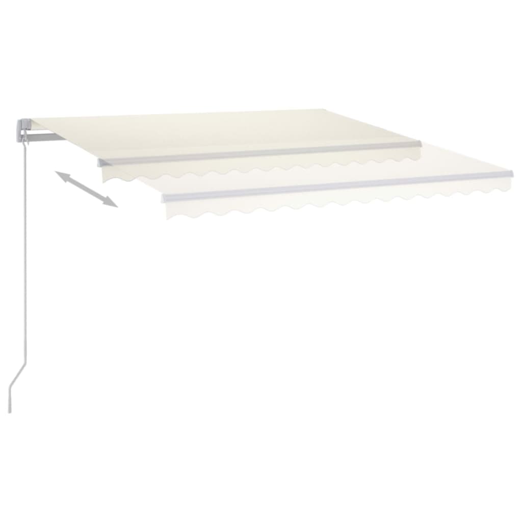 krémszínű kézzel kihúzható LED-es napellenző 350 x 250 cm