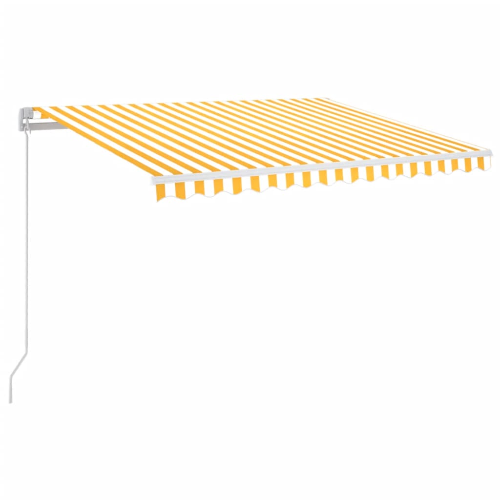 sárga és fehér kézzel kihúzható LED-es napellenző 350 x 250 cm