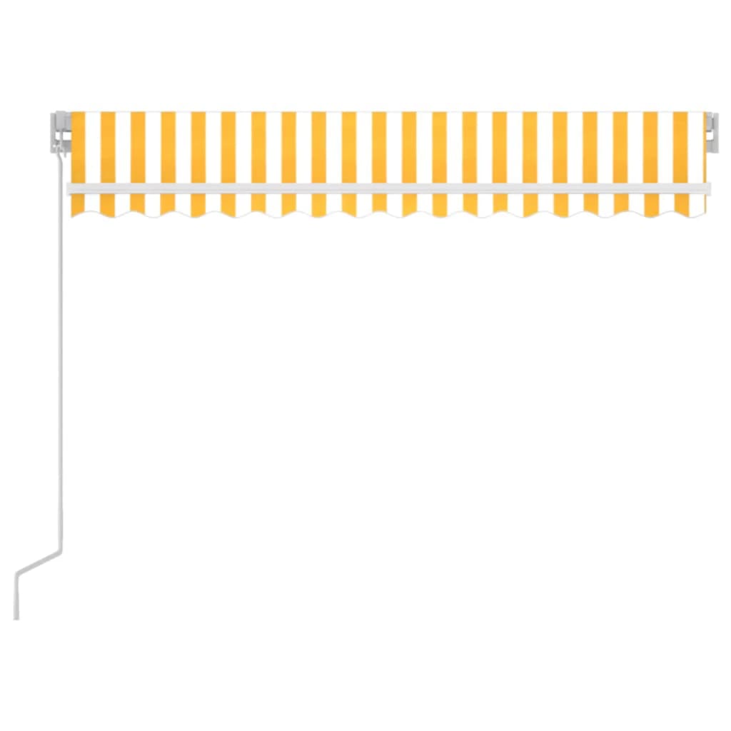 sárga és fehér kézzel kihúzható LED-es napellenző 350 x 250 cm