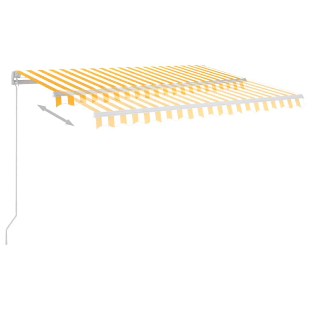 sárga és fehér kézzel kihúzható LED-es napellenző 350 x 250 cm
