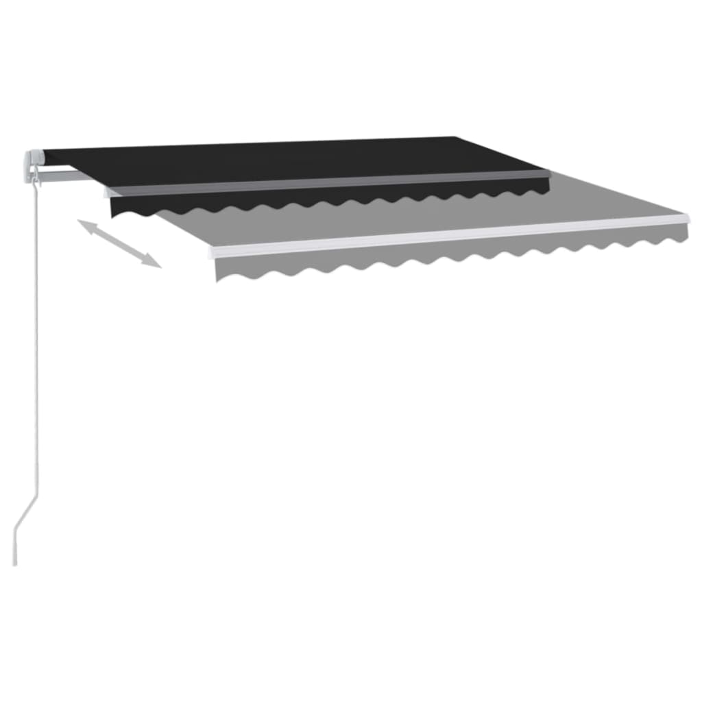 antracitszürke kézzel kihúzható LED-es napellenző 350 x 250 cm