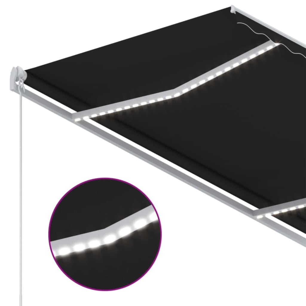 antracitszürke kézzel kihúzható LED-es napellenző 350 x 250 cm