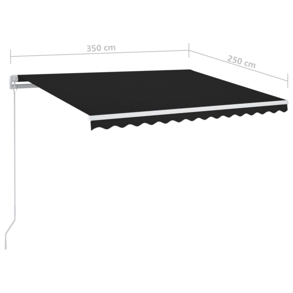 antracitszürke kézzel kihúzható LED-es napellenző 350 x 250 cm