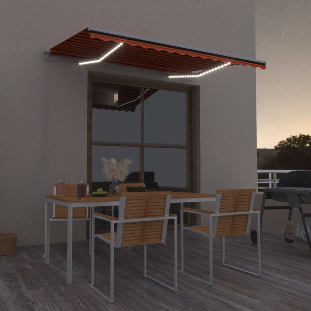 narancssárga és barna kézzel kihúzható napellenző 350 x 250 cm