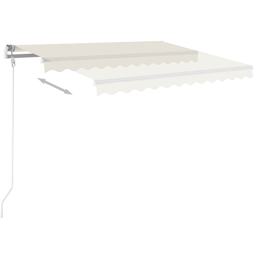 krémszínű automata szélérzékelős és LED-es napellenző 350x250cm