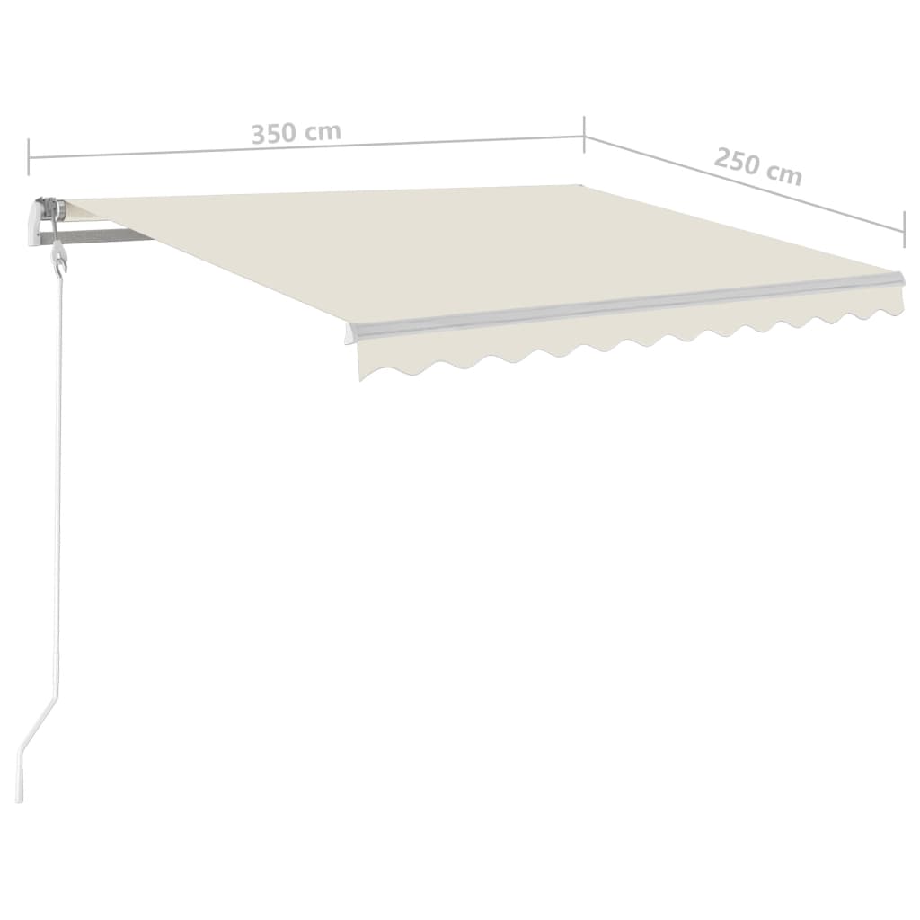 krémszínű automata szélérzékelős és LED-es napellenző 350x250cm