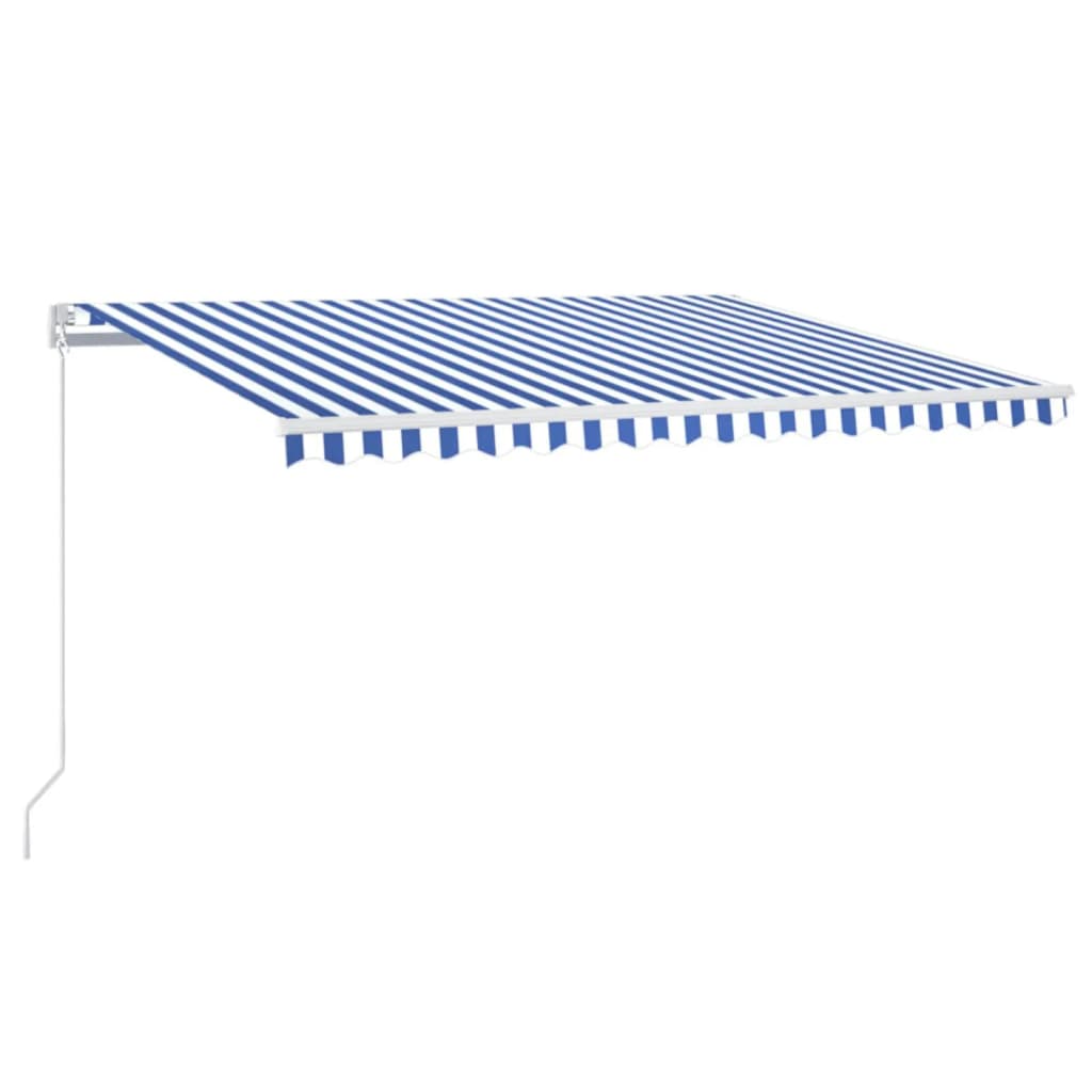 kék és fehér kézzel kihúzható LED-es napellenző 400 x 300 cm