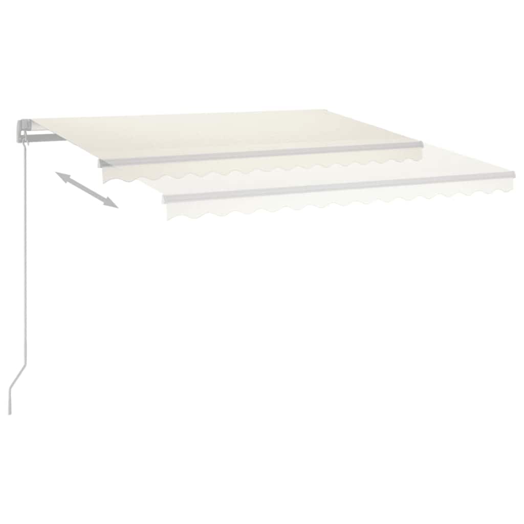 krémszínű kézzel kihúzható LED-es napellenző 400 x 300 cm