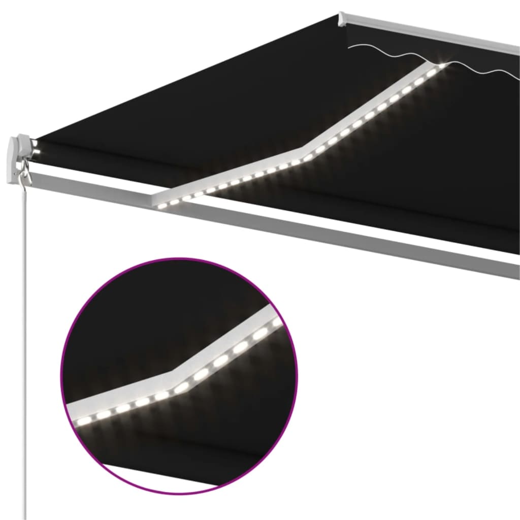 antracitszürke kézzel kihúzható LED-es napellenző 400 x 300 cm