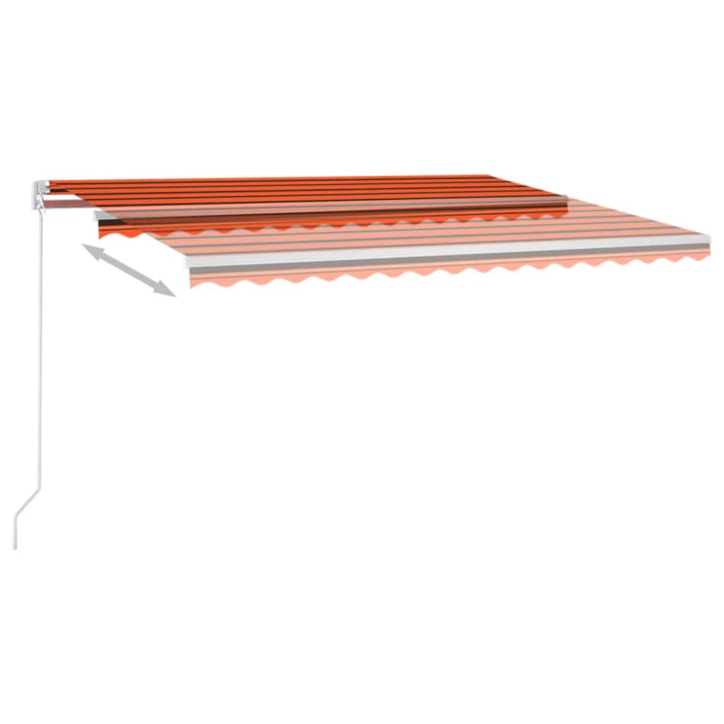 narancs és barna kézzel kihúzható LED-es napellenző 400x300 cm