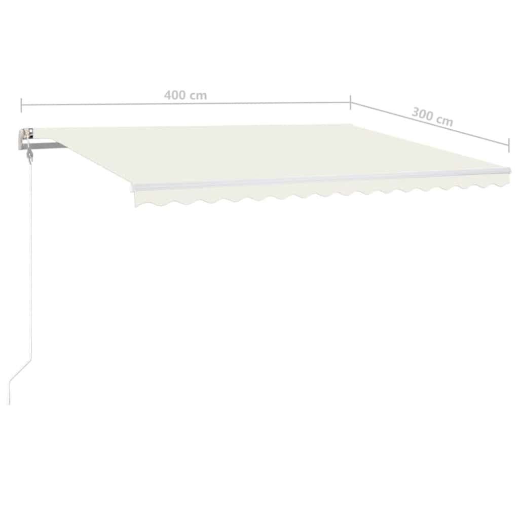 krémszínű automata szélérzékelős és LED-es napellenző 400x300cm