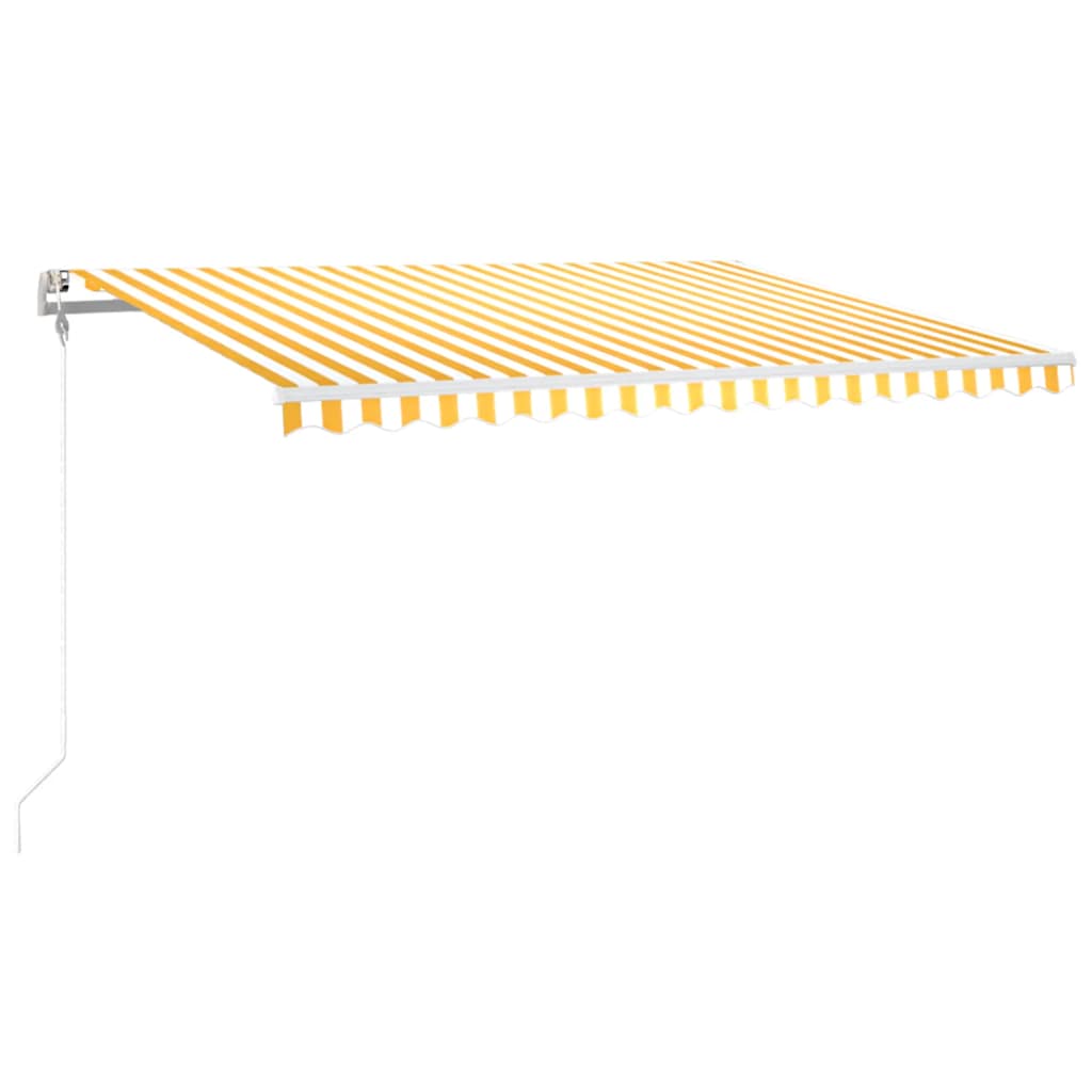 sárga-fehér szélérzékelős és LED-es napellenző 400x300 cm