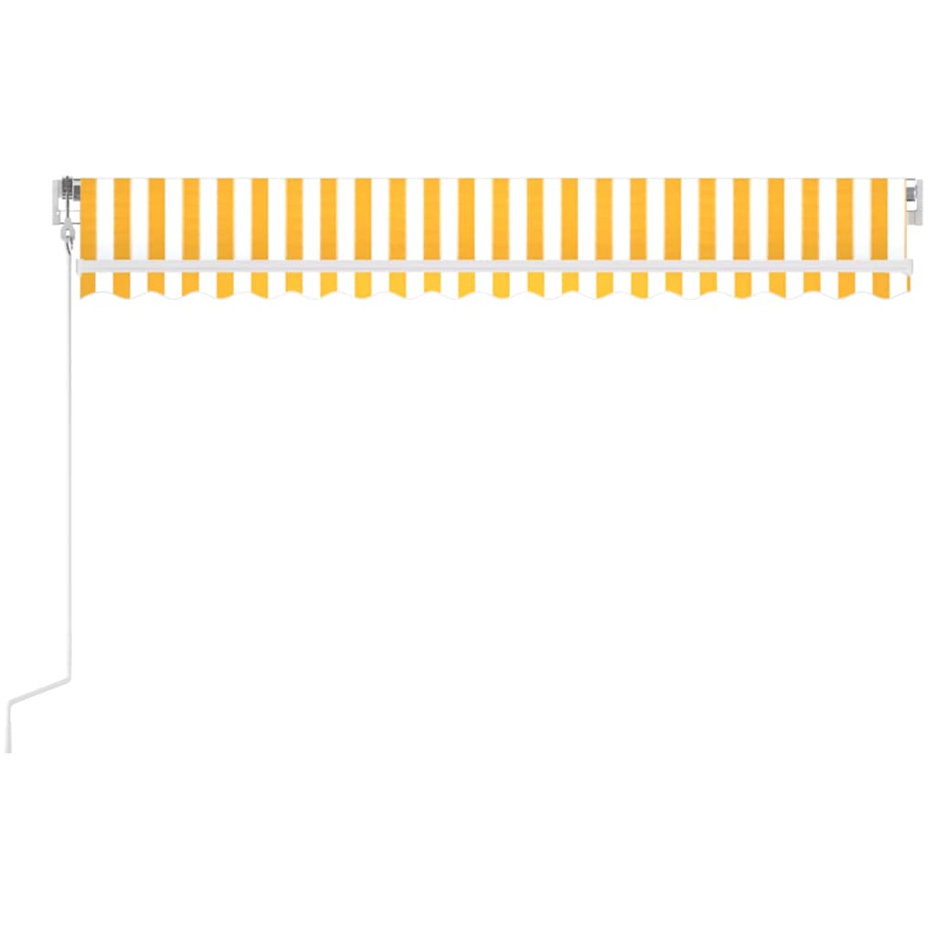 sárga-fehér szélérzékelős és LED-es napellenző 400x300 cm