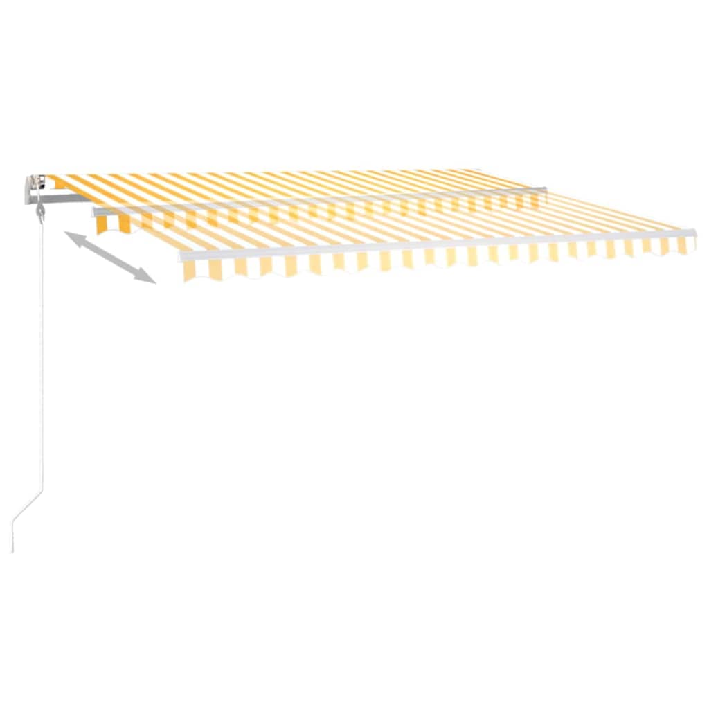 sárga-fehér szélérzékelős és LED-es napellenző 400x300 cm