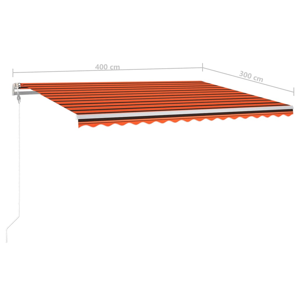 narancssárga-barna szélérzékelős és LED-es napellenző 400x300cm